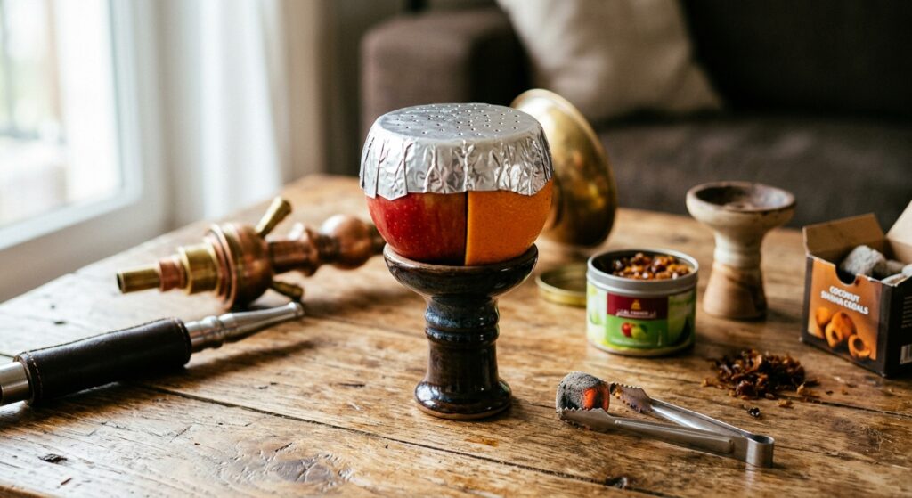 Shisha Obstkopf selber machen - Apfel als naturlicher Shisha-Kopf mit Tabak und Folie